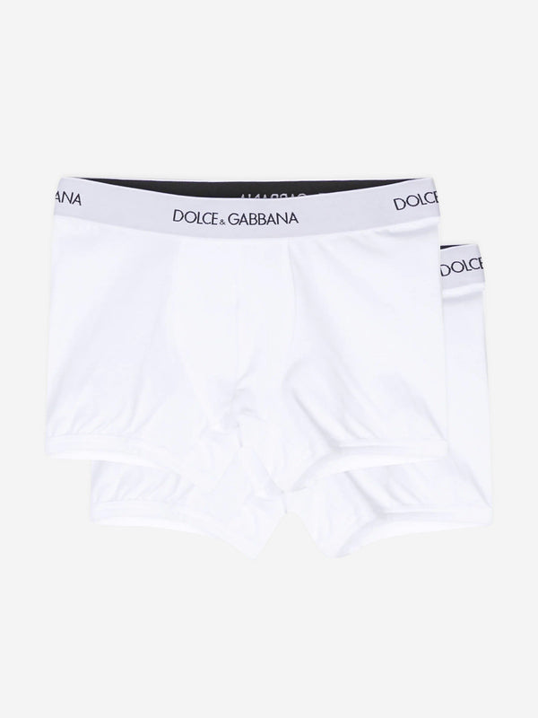 Dolce & Gabbana Boys 2 Pack Boxer Shorts Set in White