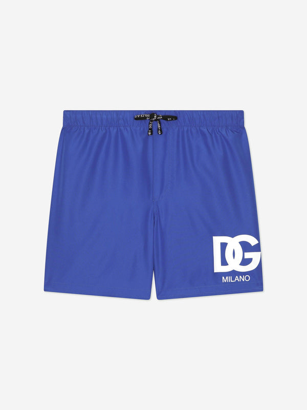 Dolce & Gabbana Boys Milano Logo Swim Shorts in Blue