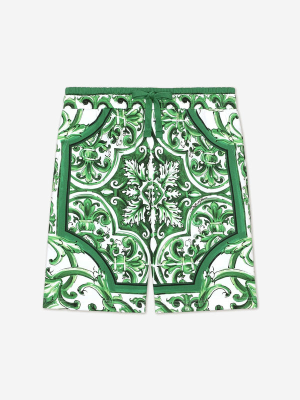 Dolce & Gabbana Boys Maiolica Bermuda Shorts in Green