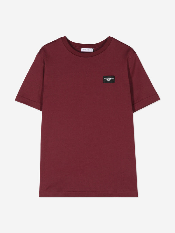 Dolce & Gabbana Boys Logo Label T-Shirt in Red