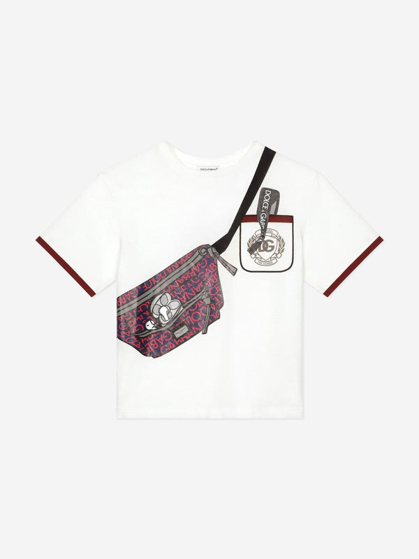 Dolce & Gabbana Boys Bag Print T-Shirt in White