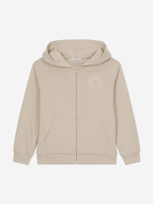 Dolce & Gabbana Boys Logo Stamp Zip Up Top in Beige