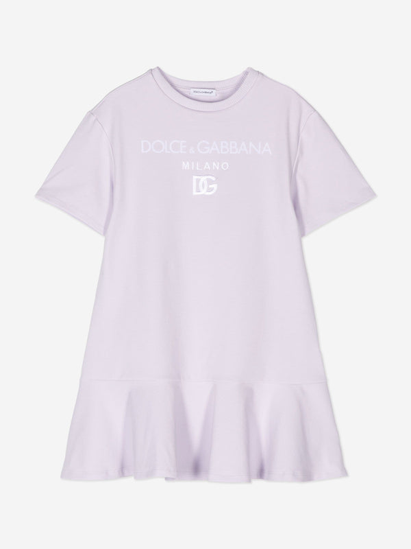 Dolce & Gabbana Girls Logo Jersey Dress in Purple