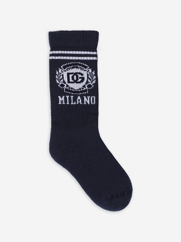 Dolce & Gabbana Boys Milano Logo Socks in Navy