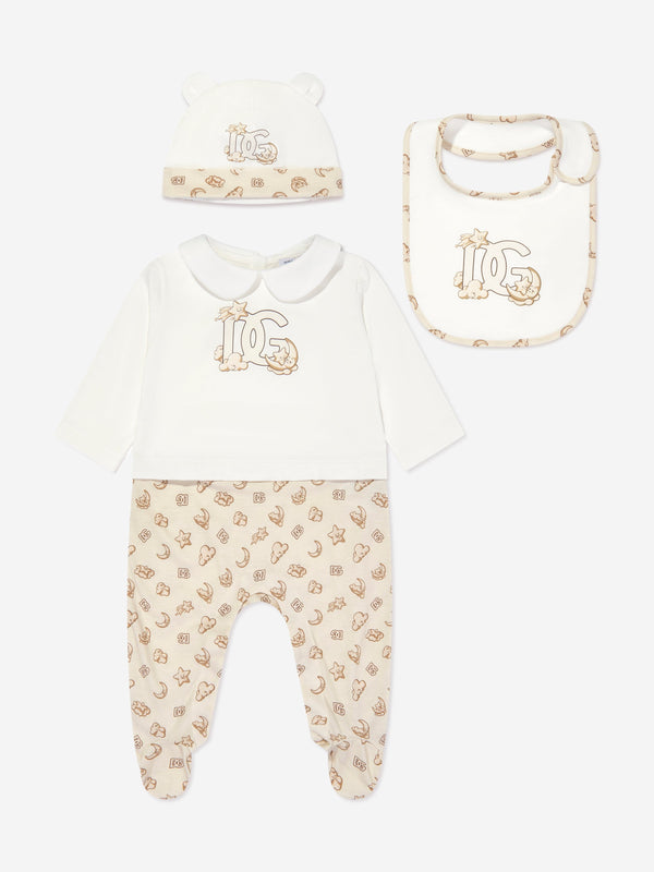 Dolce & Gabbana Baby Logo Babygrow Gift Set in Beige