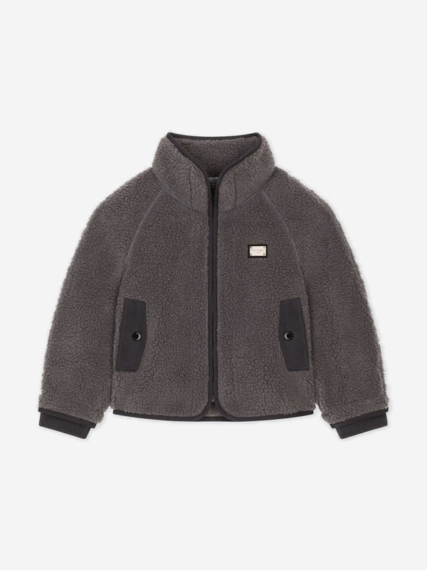 Dolce & Gabbana Boys Faux Shearling Jacket in Grey