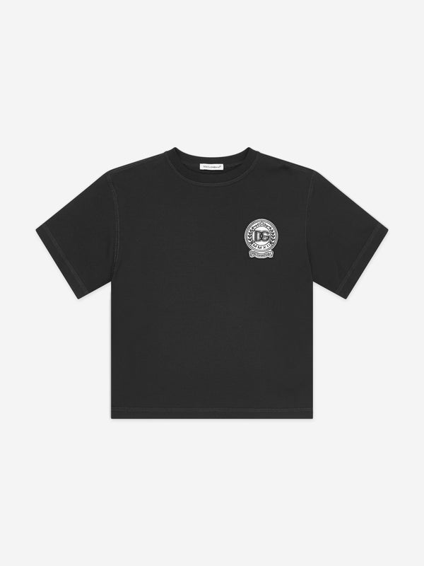 Dolce & Gabbana Boys Logo Patch T-Shirt in Black