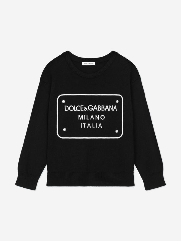 Dolce & Gabbana Boys Logo Tag Jumper in Black