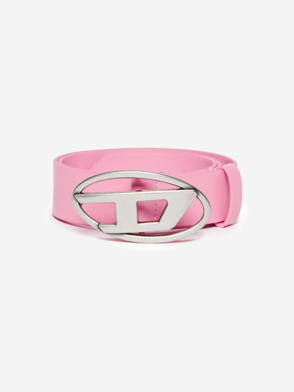 Diesel Girls Leather Oval D Belt in Pink