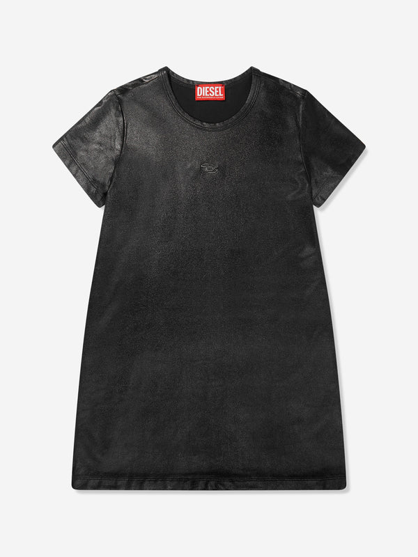 Diesel Girls Logo Jersey Dress in Black