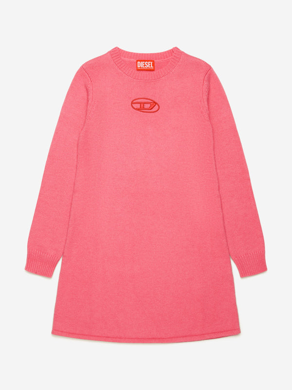 Diesel Girls Oval D Sweater Dress in Pink