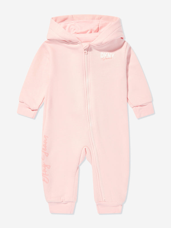 DKNY Baby Girls Hooded All In One in Pink