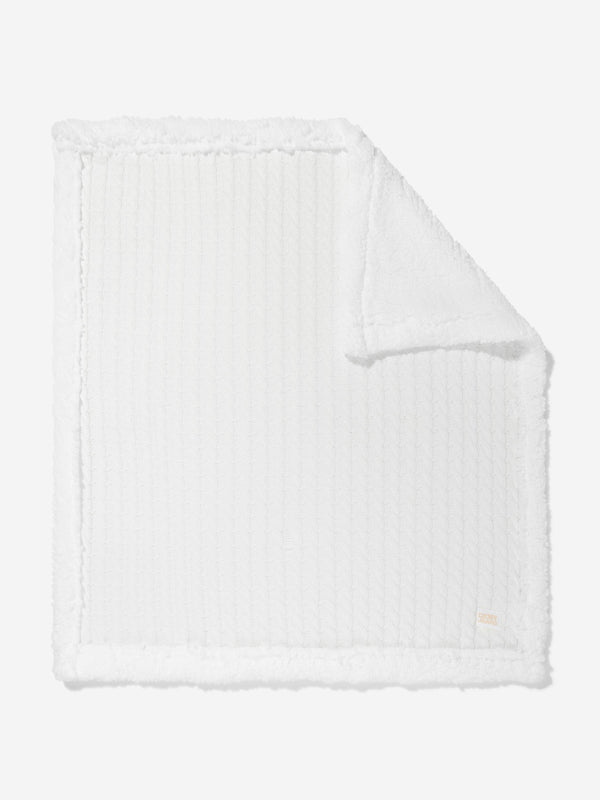 DKNY Baby Sherpa Fleece Blanket in White (90cm)