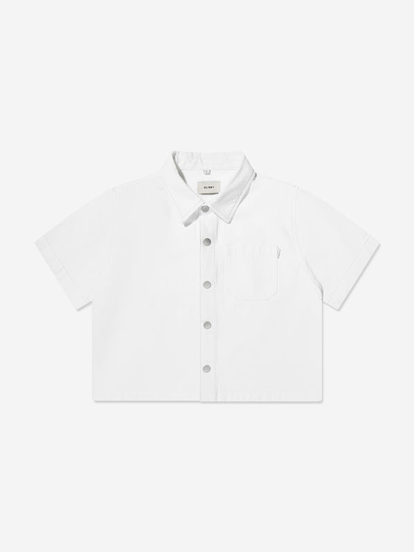 DL1961 Boys Short Sleeve Ash Shirt in White