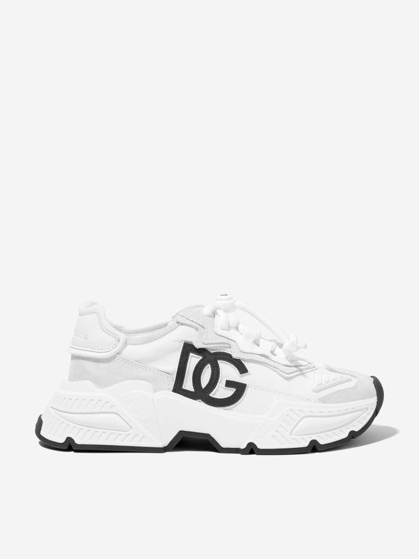 Dolce & Gabbana Kids Mixed Materials Daymaster Trainers in White