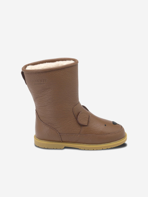 Donsje Kids Wadudu Classic Bear Boots in Brown