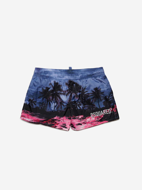 Dsquared2 Boys Palm Tree Swim Shorts in Blue