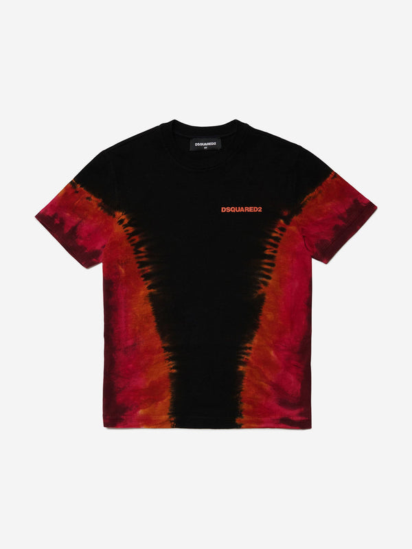 Dsquared2 Boys Tie-Dye Logo T-Shirt in Black