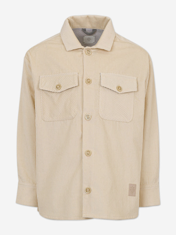 Eleventy Boys Branded Overshirt in Beige