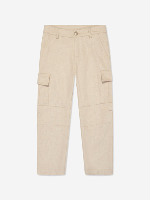 Eleventy Boys Cargo Trousers in Beige