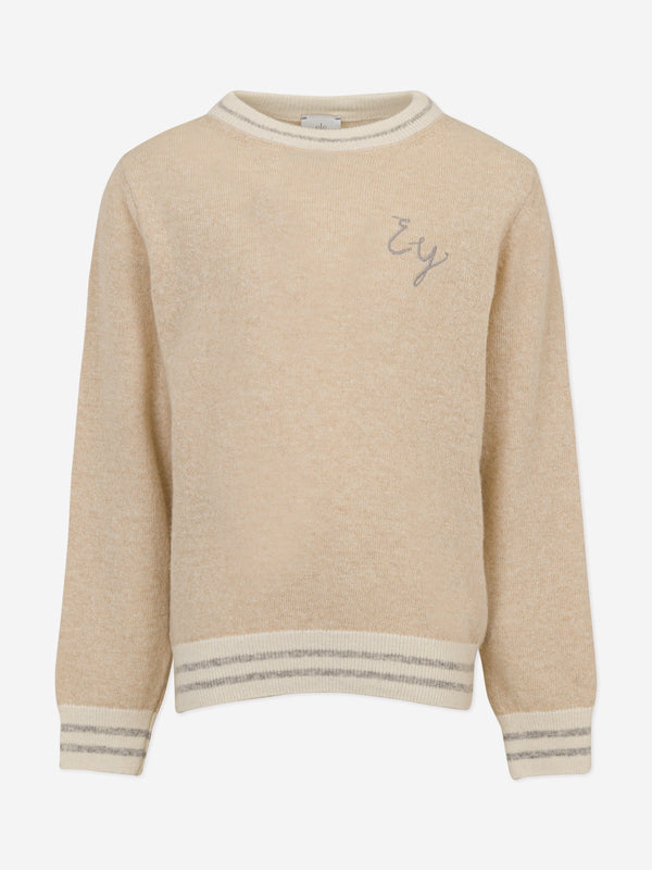 Eleventy Boys Logo Jumper in Beige