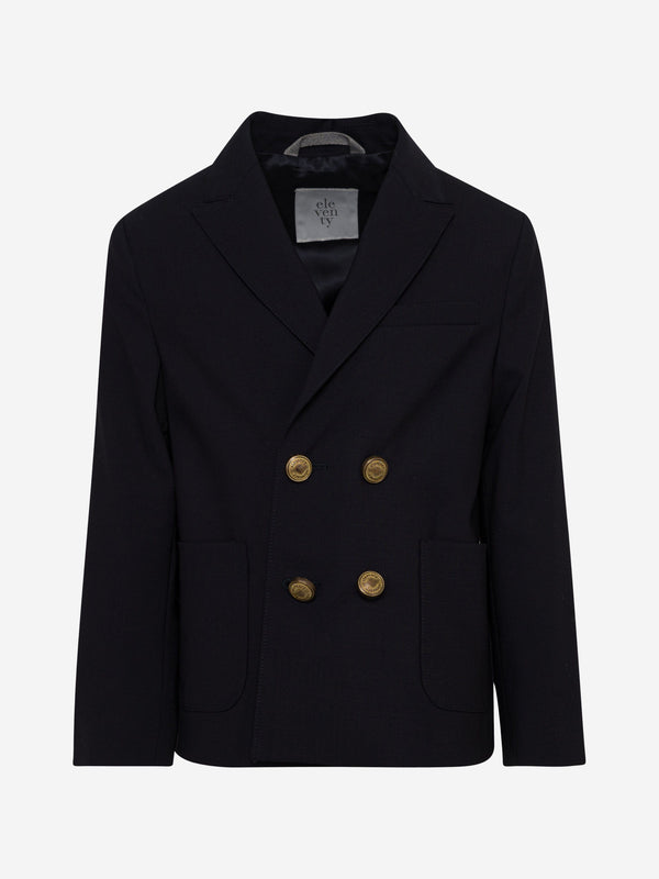 Eleventy Boys Wool Suit Jacket in Navy