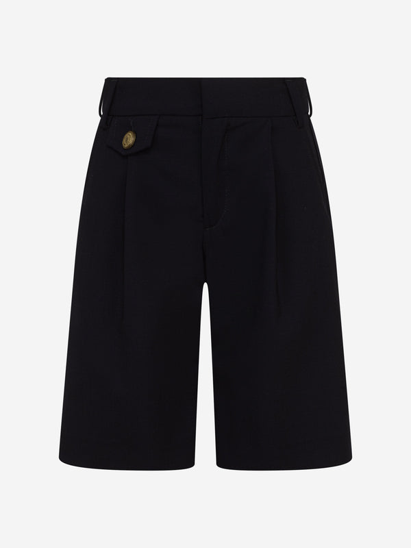 Eleventy Boys Wool Suit Shorts in Navy