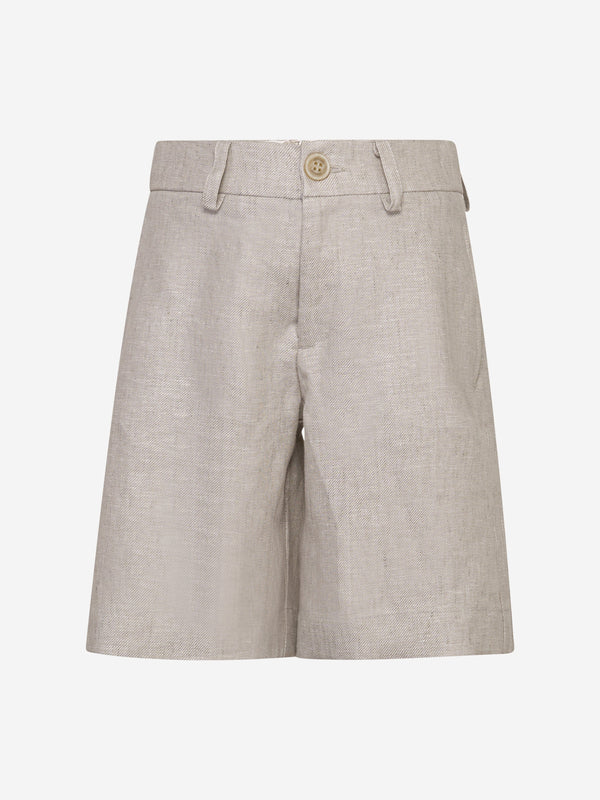 Eleventy Boys Linen Shorts in Beige