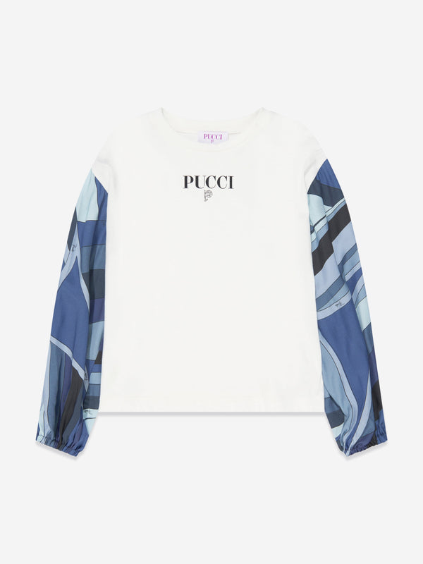 Pucci Girls Long Sleeve T-Shirt in Ivory