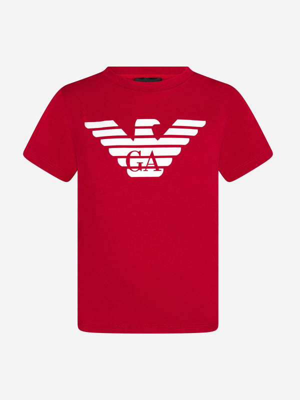 Emporio Armani Boys Logo T-Shirt in Red