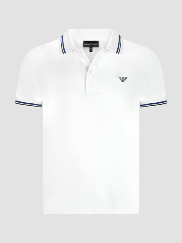 Emporio Armani Boys Logo Polo Shirt In White