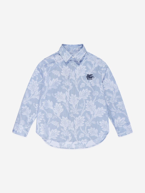 Etro Boys Jacquard Logo Shirt in Blue