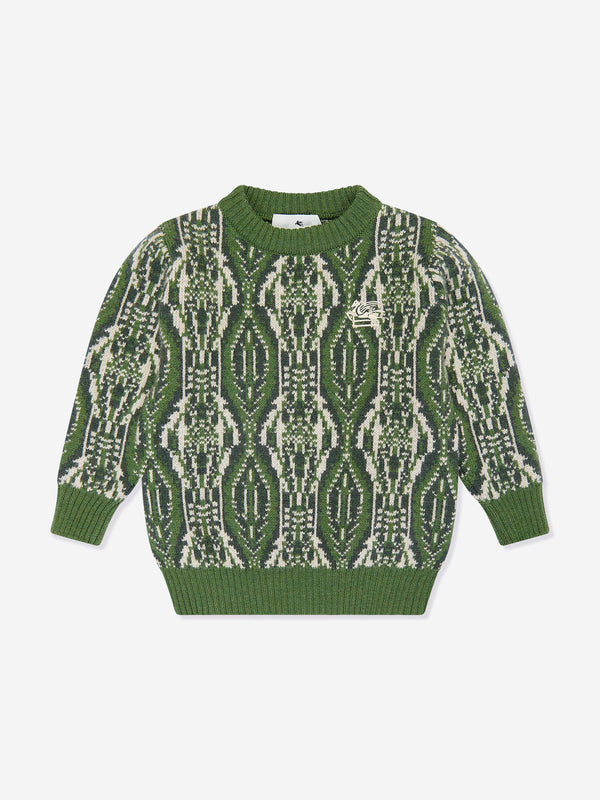 Etro Boys Wool Knitted Jumper in Green