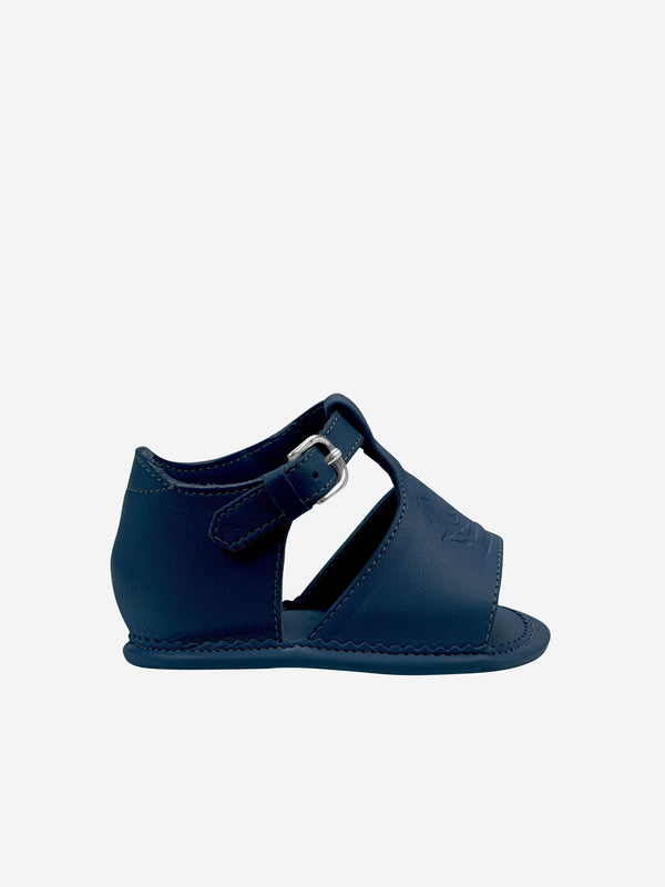 Etro Baby Boys Leather Logo Sandals in Navy