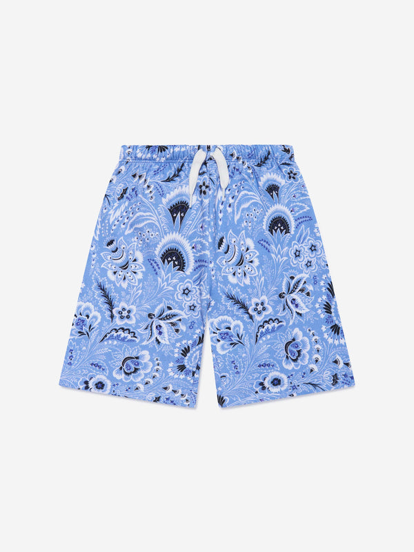 Etro Boys Floral Paisley Shorts in Blue