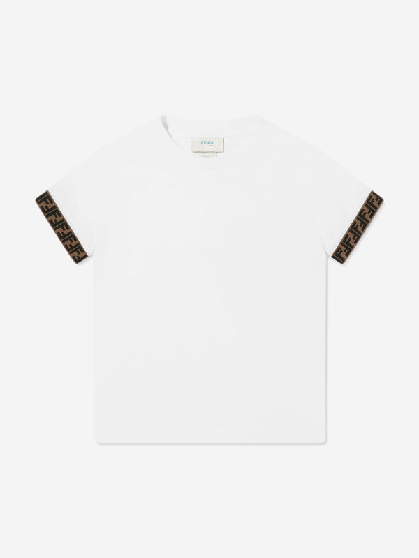 Fendi Kids Logo Trim T-Shirt in White