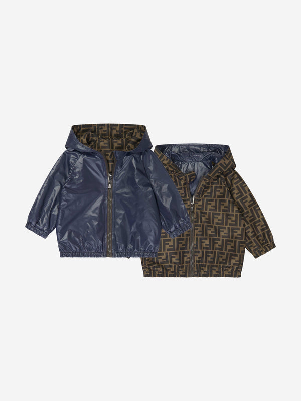 Fendi Baby Boys Reversible FF K-Way Jacket in Blue