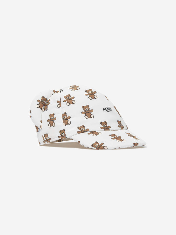 Fendi Baby Teddy Bear Cap in Ivory