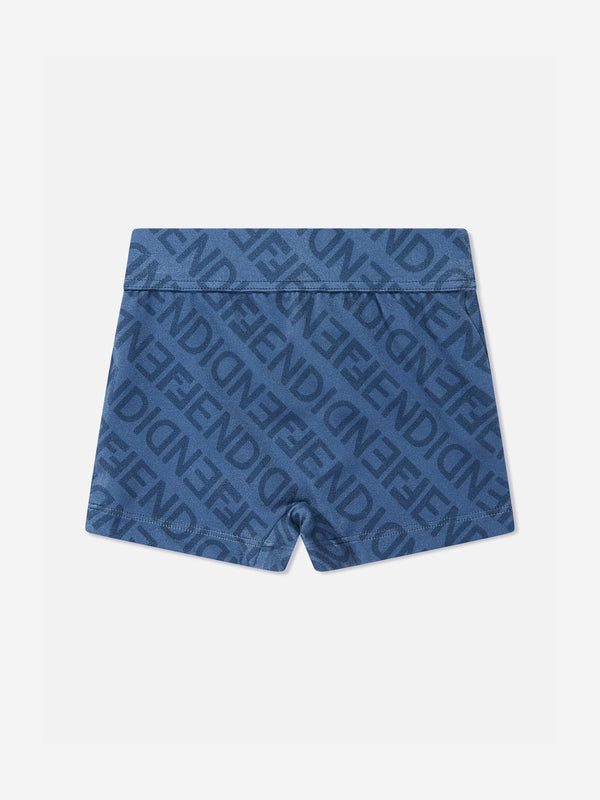 Fendi Boys FF Logo Swim Shorts in Blue