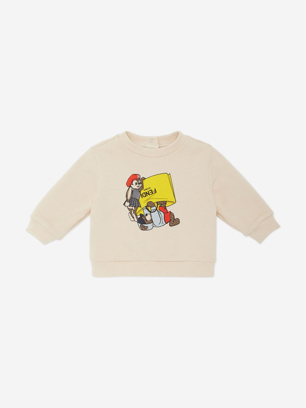 Fendi Baby Graphic Sweatshirt in Beige