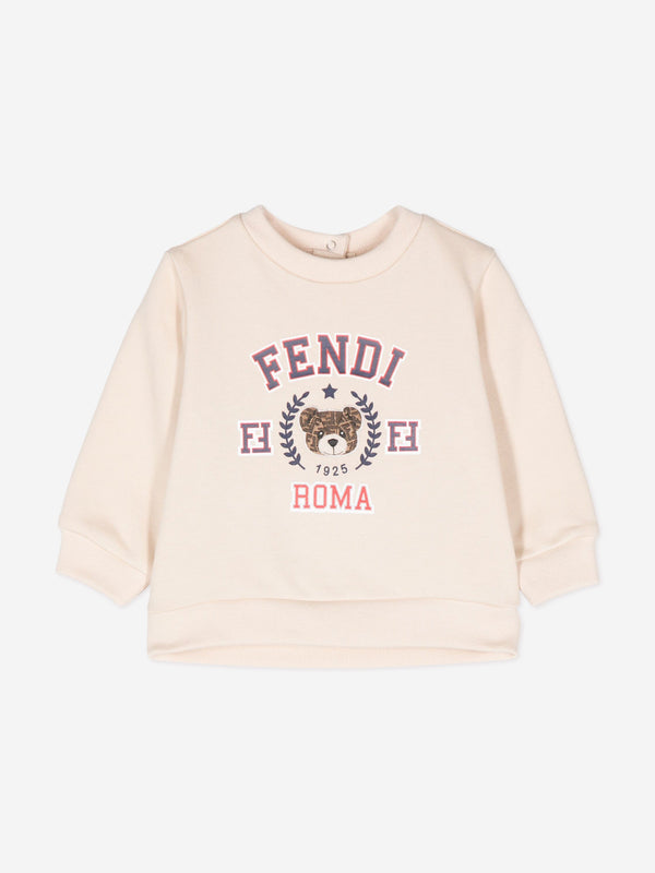 Fendi Baby Logo Sweatshirt in Beige