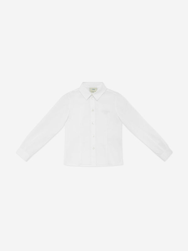 Girls Cotton Shirt in White