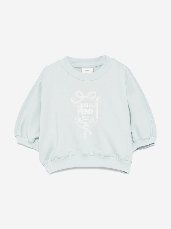 Girls Cropped Logo Sweatshirt in Blue