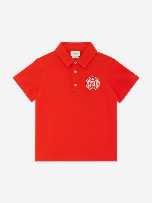 Fendi Boys Logo Polo Shirt in Red