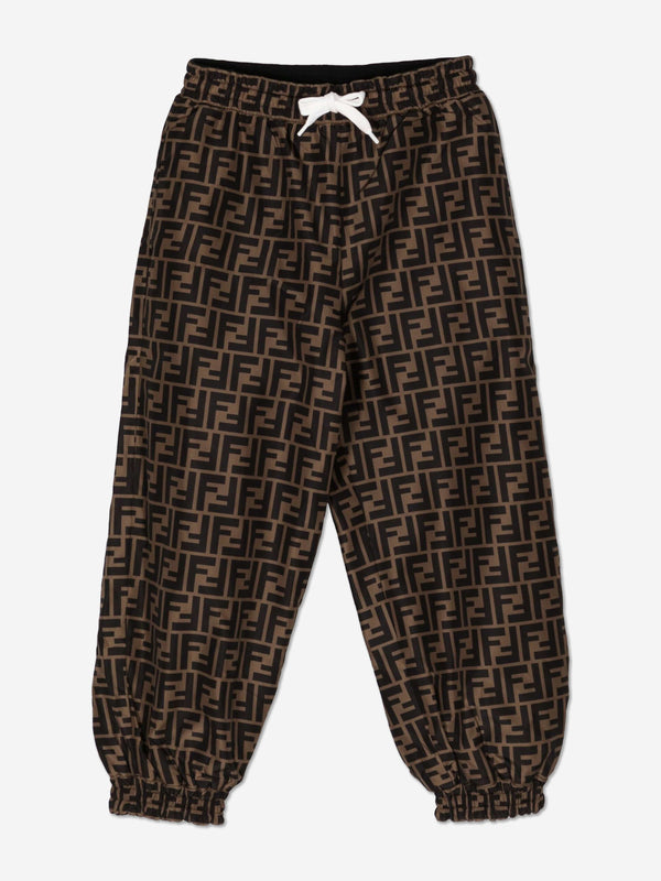 Fendi Kids FF Logo Joggers in Brown