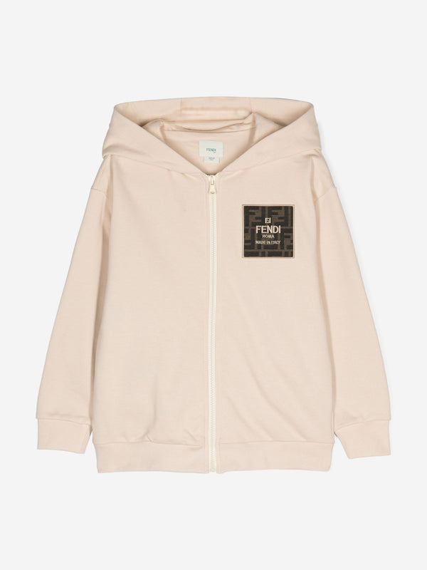 Kids Logo Zip Up Top in Beige