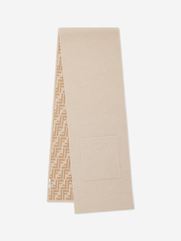 Kids Wool FF Reversible Scarf in Beige