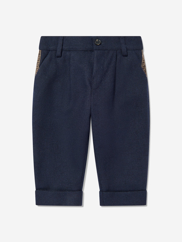 Baby Boys Flannel Trousers in Navy