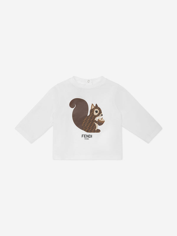 Baby Squirrel Long Sleeve T-Shirt in White