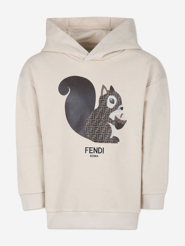 Fendi Kids Squirrel Hoodie in Beige